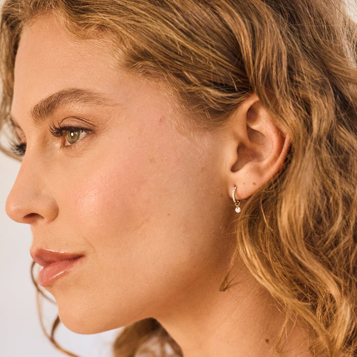 Halle 14K Gold Diamond Hoops