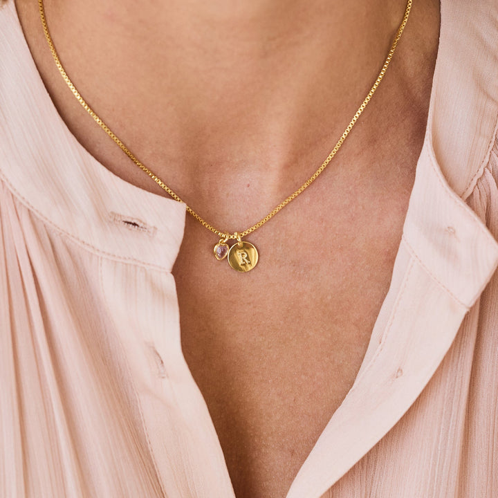 Mackenzie Heart Birthstone Initial Necklace