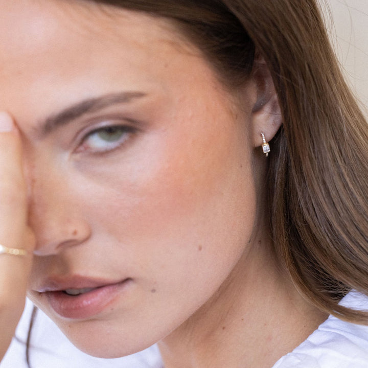 Lumi Vermeil Emerald Diamond Huggies