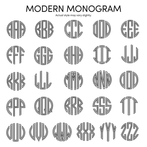 Modern Monogram Character List