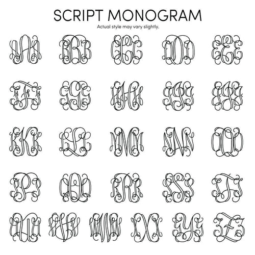 Script Monogram Character List