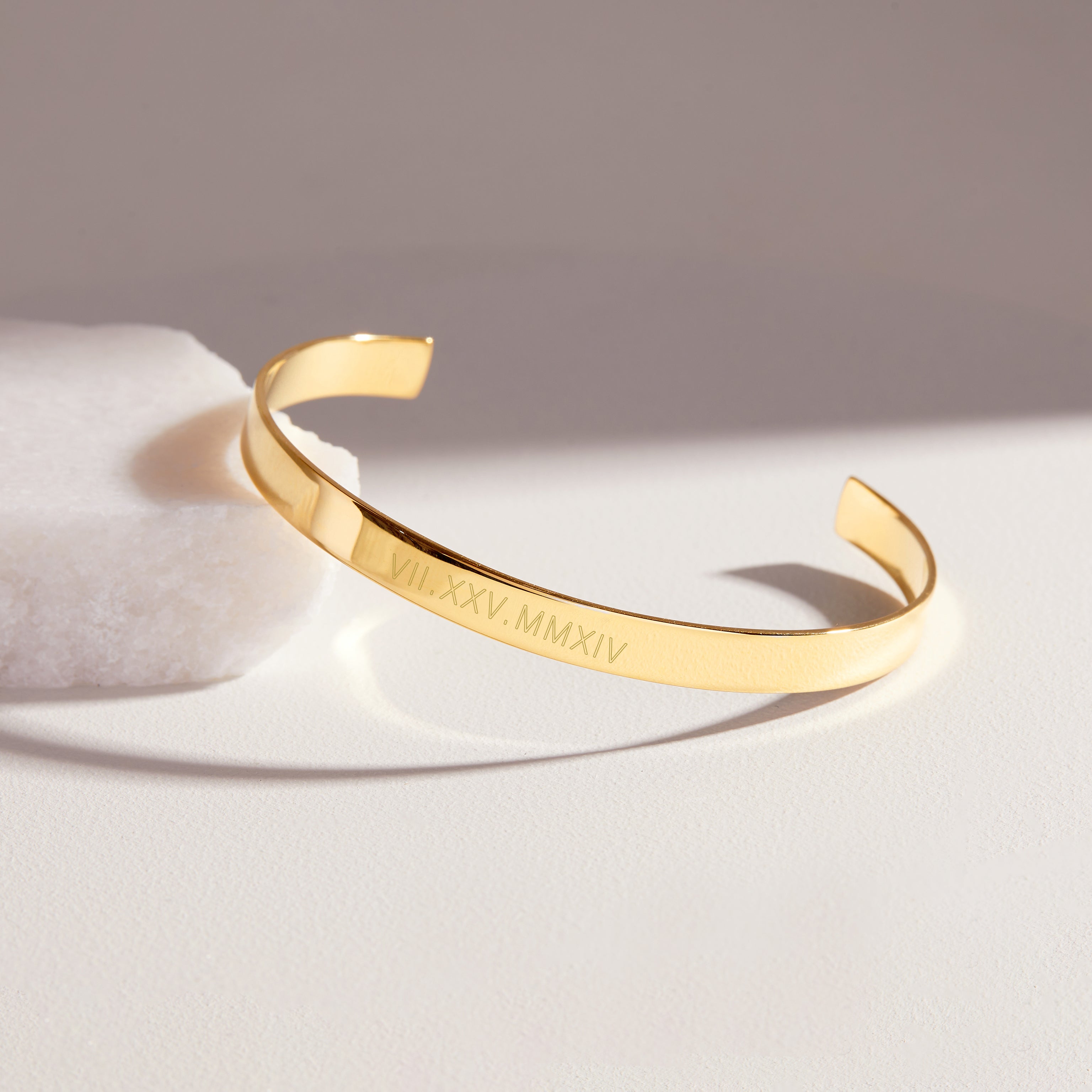 Gold Cuff- Roman Numerals- Wedding Date-Metal Cuff- Gold Filled- Sterling Silver 2024