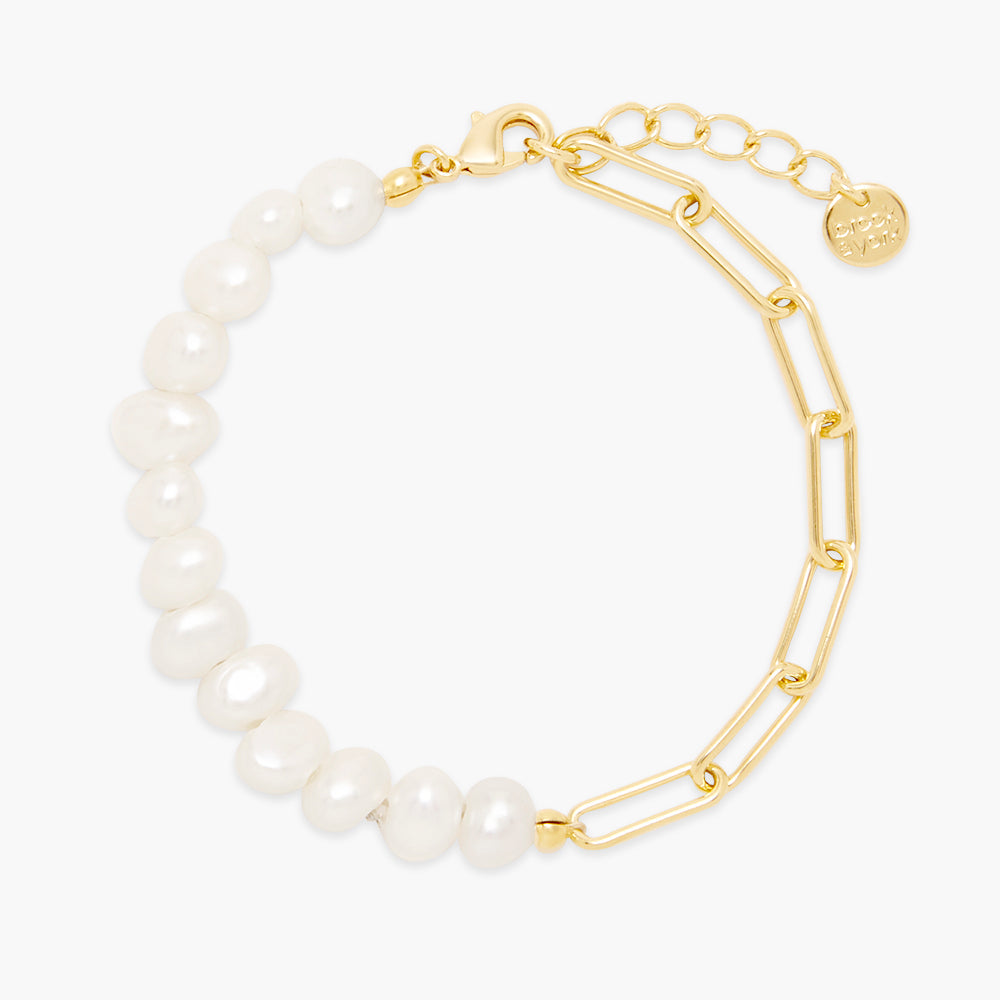 14K Gold Pearl Bracelet / Real 14K Solid hot Gold Pearl Bracelet / Ball Chain Bracelet