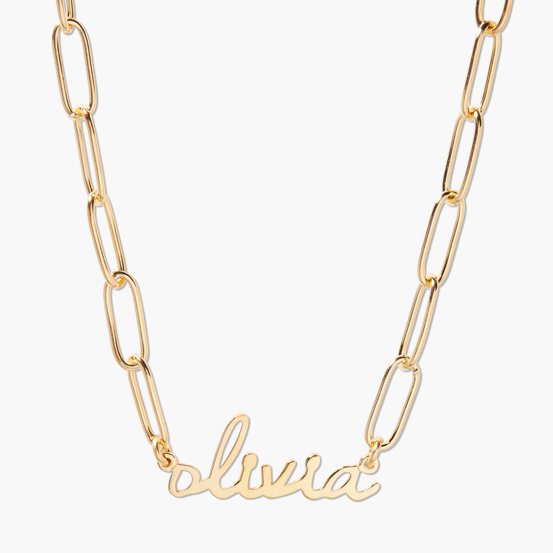 Nella Nameplate on Elongated Link Chain