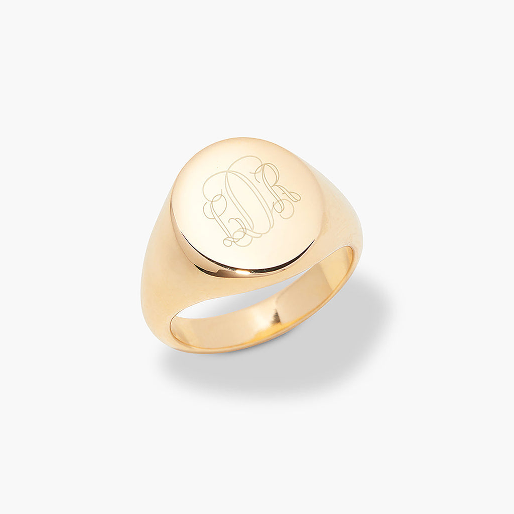 Monogram Signet Ring in Sterling Silver (3 Initials) | Peoples Jewellers