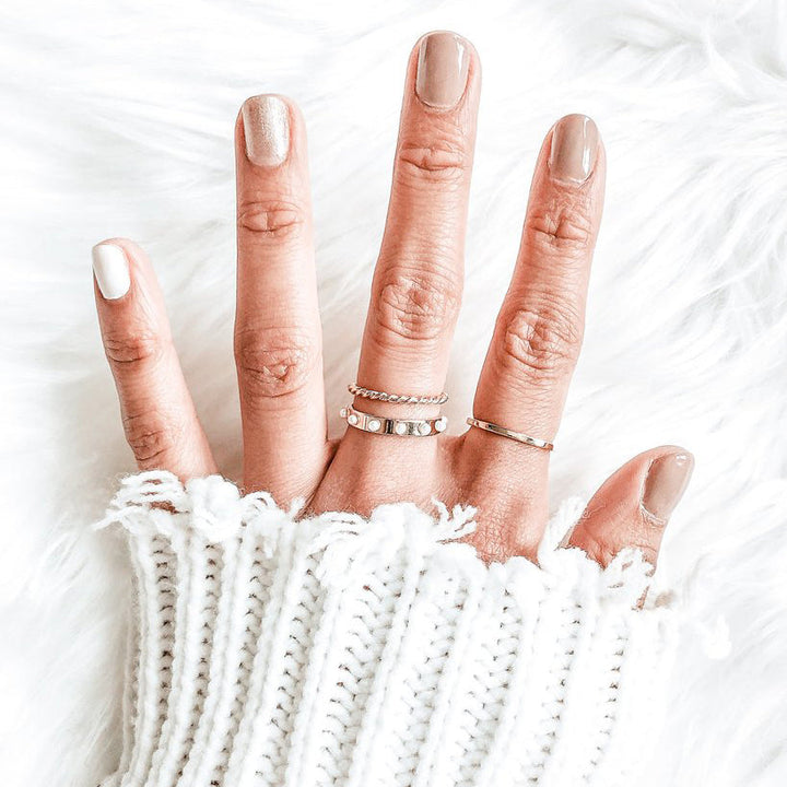  @foreverjenypher wearing Liv Rope Ring, Holly Pearl Ring, Aria Thin Fine Ring by @brookandyork